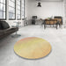 Round Patterned Golden Gold Rug in a Office, pat3901brn