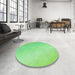 Round Patterned Jade Green Rug in a Office, pat3901grn