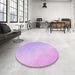 Round Patterned Purple Rug in a Office, pat3901pur