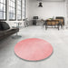 Round Patterned Red Rug in a Office, pat3901rd