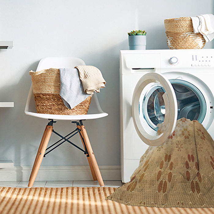 Machine Washable Transitional Yellow Rug in a Washing Machine, wshpat3903brn