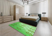 Patterned Green Rug in a Bedroom, pat3903grn