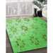 Machine Washable Transitional Green Rug in a Family Room, wshpat3903grn