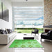 Square Patterned Green Rug in a Living Room, pat3903grn