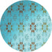 Square Patterned Seafoam Green Rug, pat3903lblu