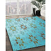 Machine Washable Transitional Seafoam Green Rug in a Family Room, wshpat3903lblu