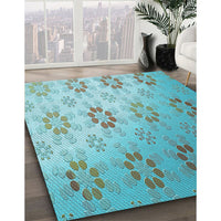 Patterned Seafoam Green Rug, pat3903lblu