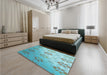 Patterned Seafoam Green Rug in a Bedroom, pat3903lblu