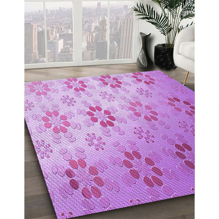 Patterned Pastel Purple Pink Rug in Family Room, pat3903pur