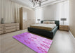 Patterned Pastel Purple Pink Rug in a Bedroom, pat3903pur