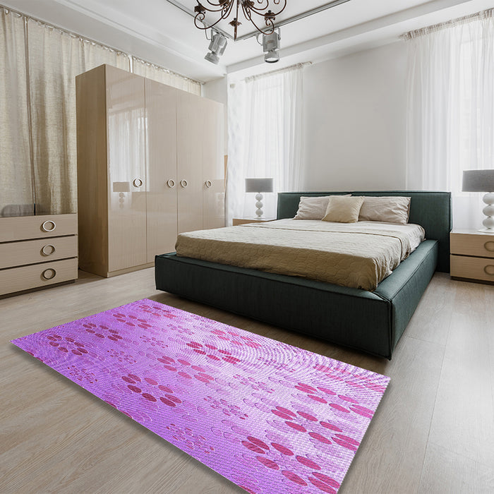 Patterned Pastel Purple Pink Rug in a Bedroom, pat3903pur