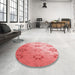 Round Patterned Pastel Pink Rug in a Office, pat3903rd