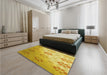 Patterned Bright Gold Yellow Rug in a Bedroom, pat3903yw