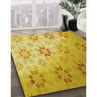 Patterned Bright Gold Yellow Rug, pat3903yw