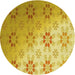 Square Patterned Bright Gold Yellow Rug, pat3903yw