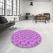 Round Patterned Violet Purple Rug in a Office, pat3904pur