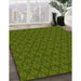 Patterned Dark Forest Green Rug in Family Room, pat3905yw