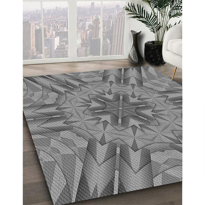 Machine Washable Transitional Ash Gray Rug in a Family Room, wshpat3906gry