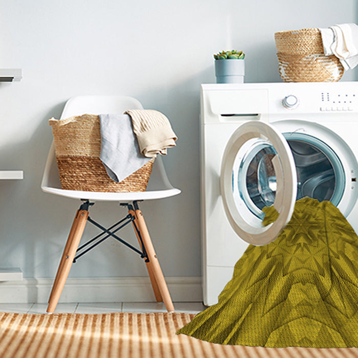 Machine Washable Transitional Dark Yellow Green Rug in a Washing Machine, wshpat3906yw
