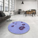 Round Patterned Jeans Blue Rug in a Office, pat3907blu
