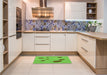 Patterned Emerald Green Rug in a Kitchen, pat3907grn