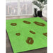 Machine Washable Transitional Emerald Green Rug in a Family Room, wshpat3907grn