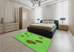 Patterned Emerald Green Rug in a Bedroom, pat3907grn