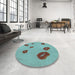Round Patterned Sea Green Rug in a Office, pat3907lblu