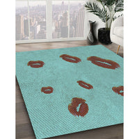 Patterned Sea Green Rug, pat3907lblu