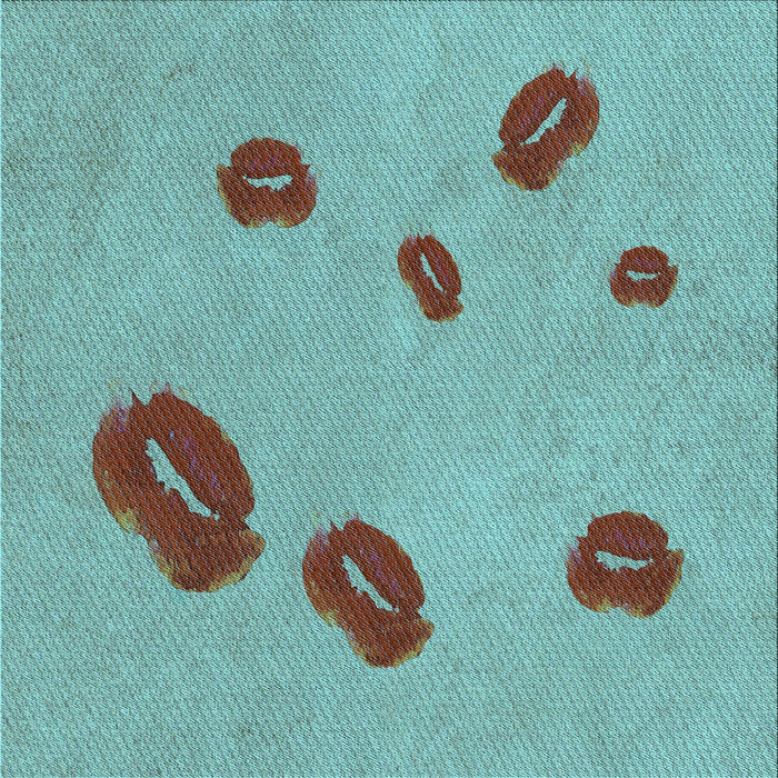 Round Patterned Sea Green Rug, pat3907lblu