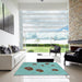 Machine Washable Transitional Green Rug in a Kitchen, wshpat3907lblu