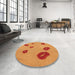 Round Patterned Orange Red Orange Rug in a Office, pat3907org