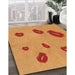 Patterned Orange Red Orange Rug in Family Room, pat3907org