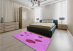 Patterned Violet Purple Rug in a Bedroom, pat3907pur