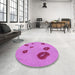 Round Patterned Violet Purple Rug in a Office, pat3907pur