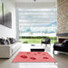 Machine Washable Transitional Fire Red Rug in a Kitchen, wshpat3907rd