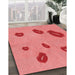 Patterned Fire Red Rug in Family Room, pat3907rd