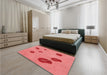 Patterned Fire Red Rug in a Bedroom, pat3907rd