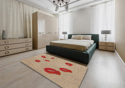 Patterned Brown Novelty Rug in a Bedroom, pat3907