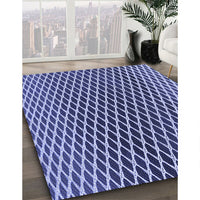 Patterned Denim Dark Blue Rug, pat3908blu