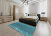 Patterned Diamond Blue Rug in a Bedroom, pat3908lblu