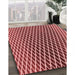 Patterned Cranberry Red Rug in Family Room, pat3908rd