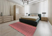 Patterned Cranberry Red Rug in a Bedroom, pat3908rd