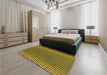 Patterned Golden Brown Yellow Rug in a Bedroom, pat3908yw