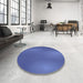 Round Patterned Sky Blue Rug in a Office, pat3909blu