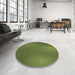 Round Patterned Pistachio Green Rug in a Office, pat3909brn