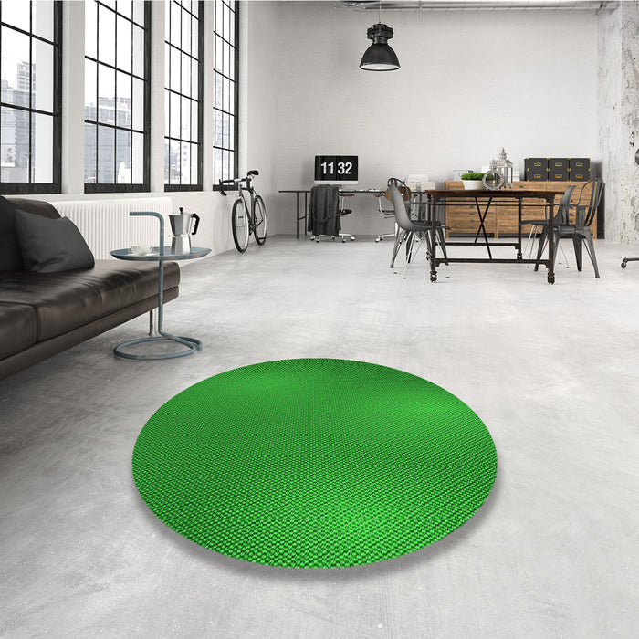 Round Patterned Green Rug in a Office, pat3909grn