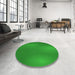 Round Patterned Green Rug in a Office, pat3909grn