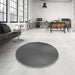 Round Patterned Dark Gray Black Rug in a Office, pat3909gry