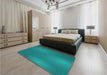 Patterned Dark Turquoise Green Rug in a Bedroom, pat3909lblu